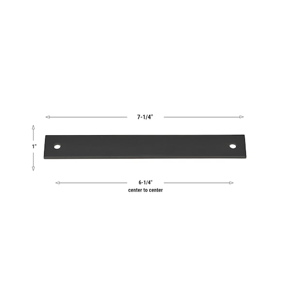 Gliderite Hardware 7-1/4 in. Matte Black Squared Back Plate 6-1/4 in. Center to Center - 7342-160-MB - 7342-160-MB-1
