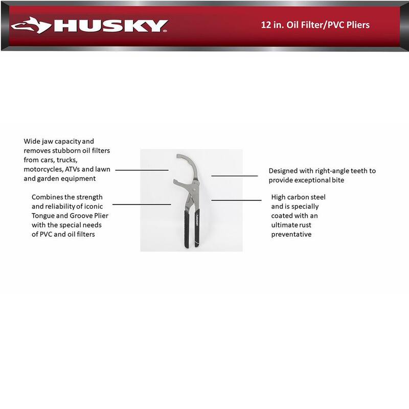 Husky 12 pulgadas Alicate para filtro de aceite/PVC - 90138