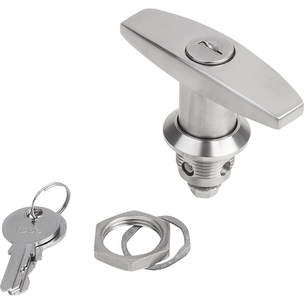 Kipp Quarter-Turn Lock, Single-Key System, H=18, D=32, Stainless Steel 1.4401 - K1356.2186