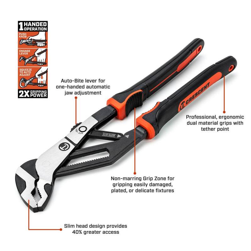 Juego de pinzas de lengua y ranura Auto-Bite Crescent Z2 con mango de material dual (2 piezas) - RTABCGSET2