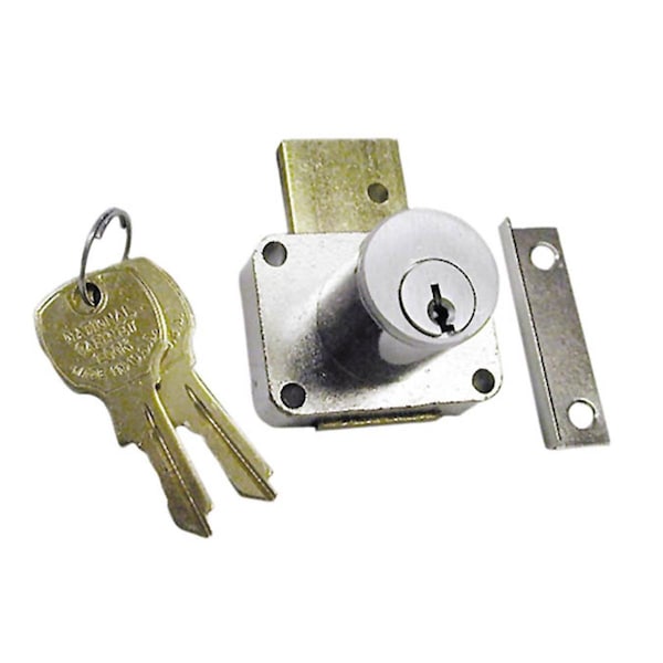National Lock .88 In. Cylinder Pin Tumbler Drawer Locks With Key 915 - Dull Chrome - NA136958