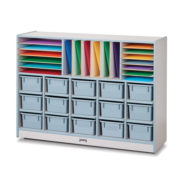 Jonti-Craft Rainbow Accents Sectional Cubbie-Tray Mobile Unit, with Trays, Coastal Blue - 0416JCWW131