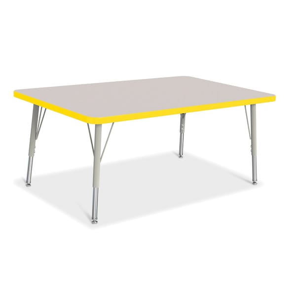 Jonti-Craft Berries Rectangle Activity Table, 30 in. x 48 in., E-height, Freckled Gray/Yellow/Gray - 6473JCE007