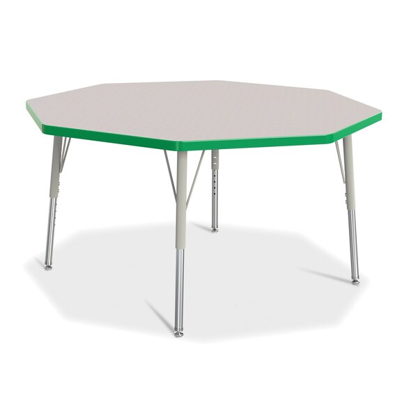 Jonti-Craft Berries Octagon Activity Table, 48 in. x 48 in., E-height, Freckled Gray/Green/Gray - 6428JCE119