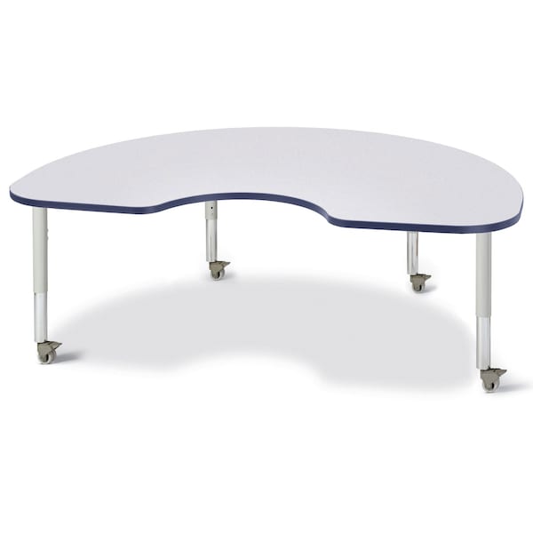 Jonti-Craft Berries Kidney Activity Table, 48 in. x 72 in., Mobile, Freckled Gray/Navy/Gray - 6423JCM112