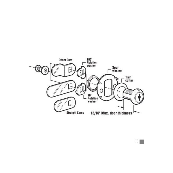 Prime-Line Drawer and Cabinet Lock, 1-1/8in, Diecast Housing Brass Finish, Fits on 13/16in Max Panel Thickness - U 9946