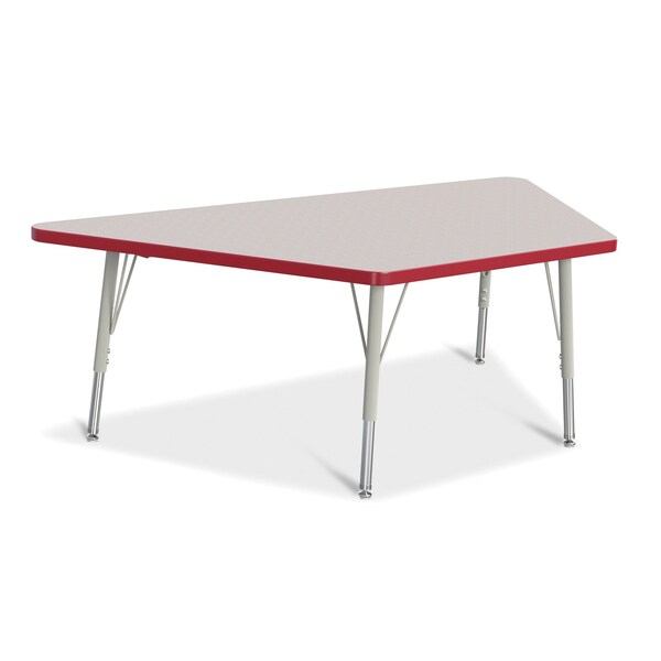 Jonti-Craft Berries Trapezoid Activity Tables, 30 in. x 60 in., E-height, Freckled Gray/Red/Gray - 6443JCE008