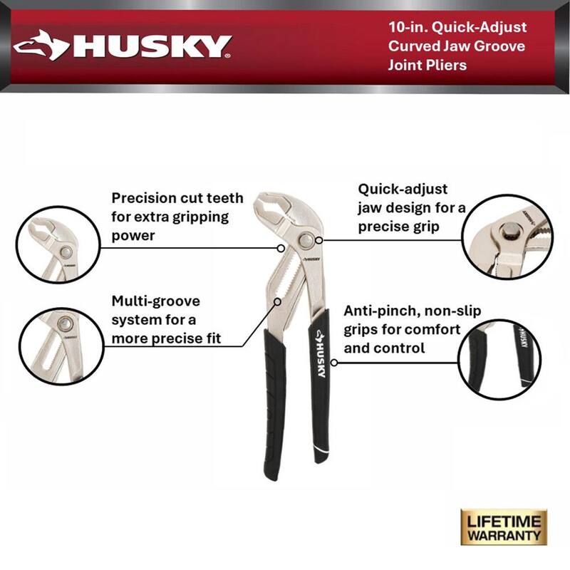 Pinzas de ranura de 10 pulgadas Husky con articulación de ajuste rápido y mandíbula curva - 90925