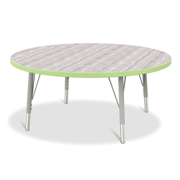 Jonti-Craft Berries Round Activity Table, 42 in. Diameter, E-height, Driftwood Gray/Key Lime/Gray - 6468JCE451