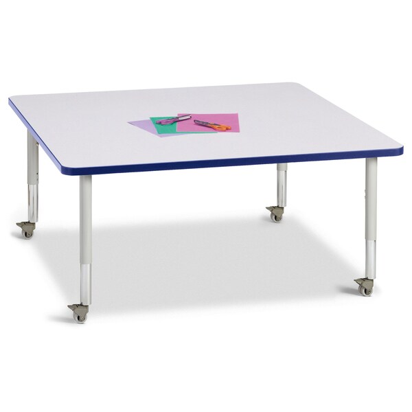 Jonti-Craft Berries Square Activity Table, 48 in. x 48 in., Mobile, Freckled Gray/Blue/Gray - 6418JCM003