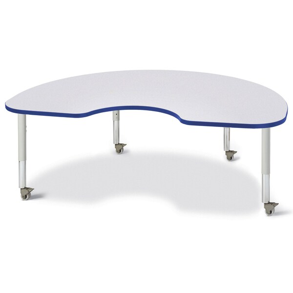 Jonti-Craft Berries Kidney Activity Table, 48 in. x 72 in., Mobile, Freckled Gray/Blue/Gray - 6423JCM003