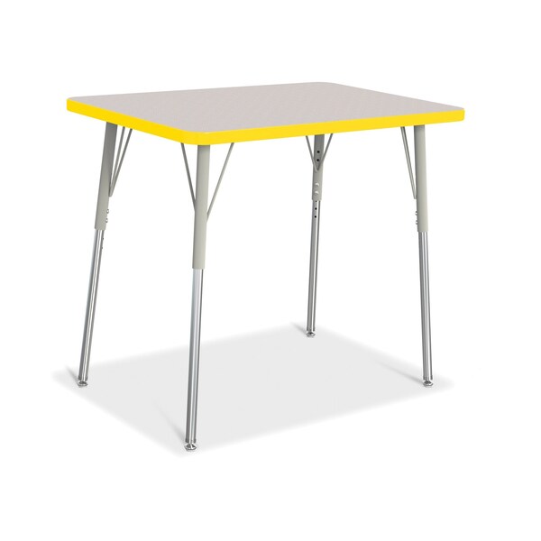 Jonti-Craft Berries Rectangle Activity Table, 24 in. x 36 in., A-height, Freckled Gray/Yellow/Gray - 6478JCA007
