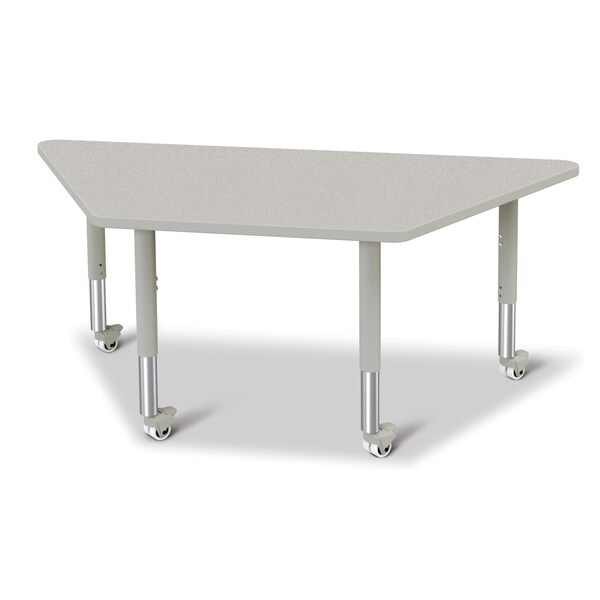 Jonti-Craft Berries Trapezoid Activity Tables, 30 in. x 60 in., Mobile, Freckled Gray/Gray/Gray - 6443JCM000