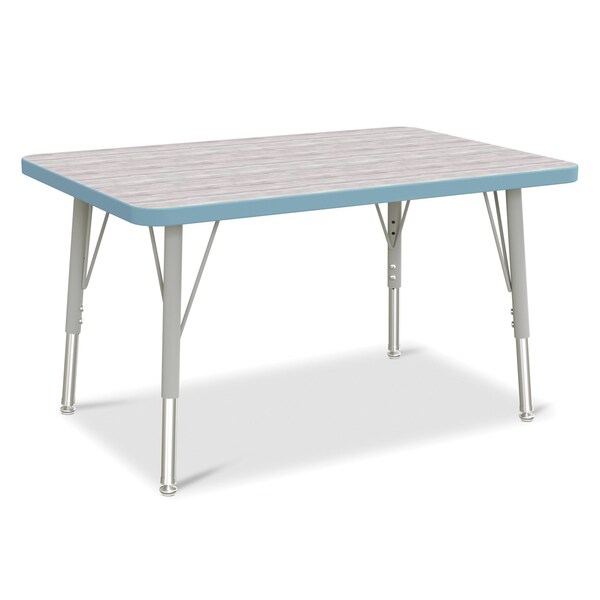 Jonti-Craft Berries Rectangle Activity Table, 24 in. x 36 in., E-height, Driftwood Gray/Coastal Blue/Gray - 6478JCE452