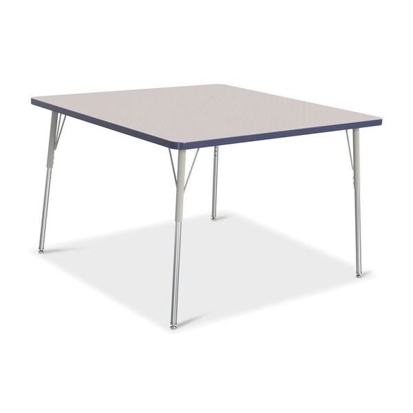 Jonti-Craft Berries Square Activity Table, 48 in. x 48 in., A-height, Freckled Gray/Navy/Gray - 6418JCA112