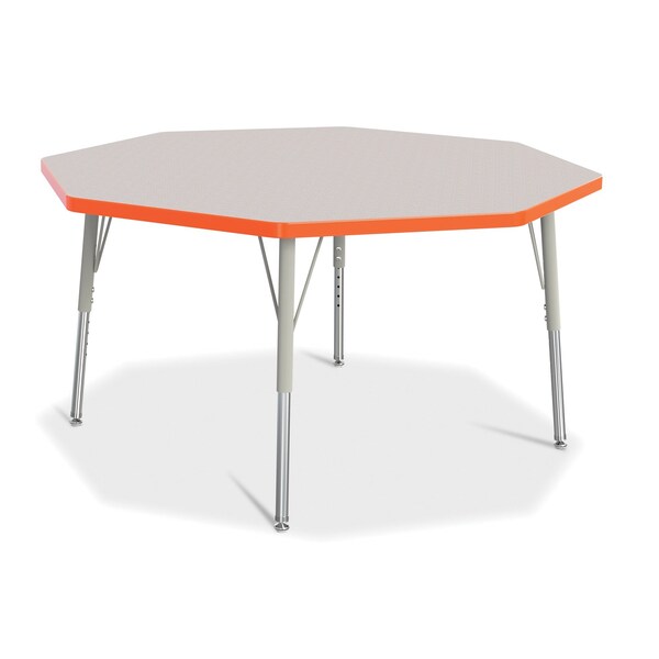 Jonti-Craft Berries Octagon Activity Table, 48 in. x 48 in., E-height, Freckled Gray/Orange/Gray - 6428JCE114