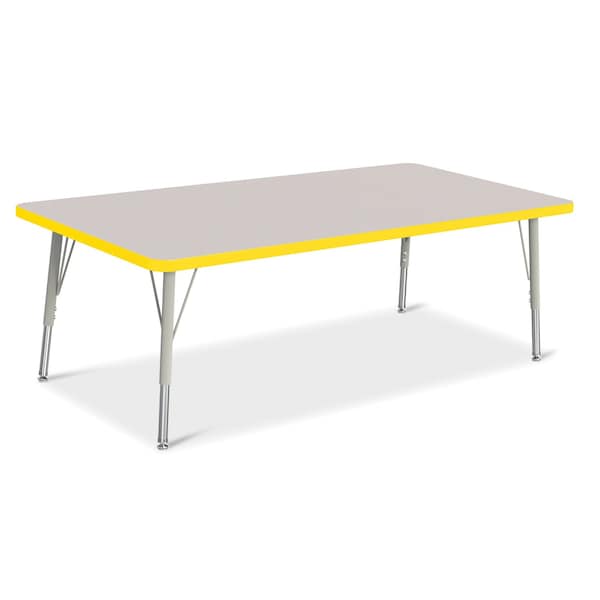 Jonti-Craft Berries Rectangle Activity Table, 30 in. x 60 in., E-height, Freckled Gray/Yellow/Gray - 6408JCE007