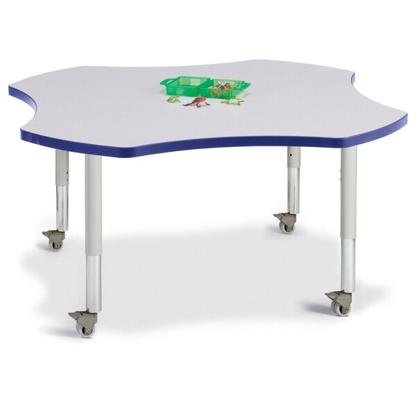 Jonti-Craft Berries Four Leaf Activity Table, Mobile, Freckled Gray/Blue/Gray - 6453JCM003