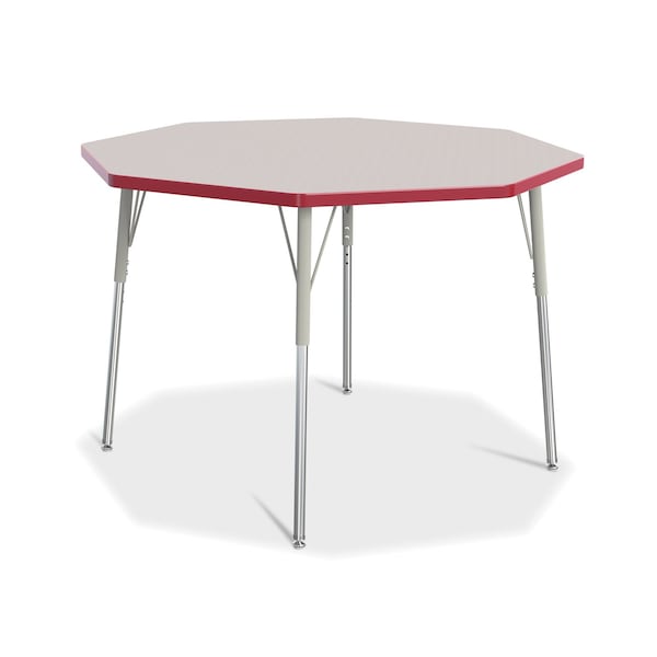 Jonti-Craft Berries Octagon Activity Table, 48 in. x 48 in., A-height, Freckled Gray/Red/Gray - 6428JCA008