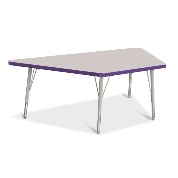 Jonti-Craft Berries Trapezoid Activity Tables, 30 in. x 60 in., E-height, Freckled Gray/Purple/Gray - 6443JCE004