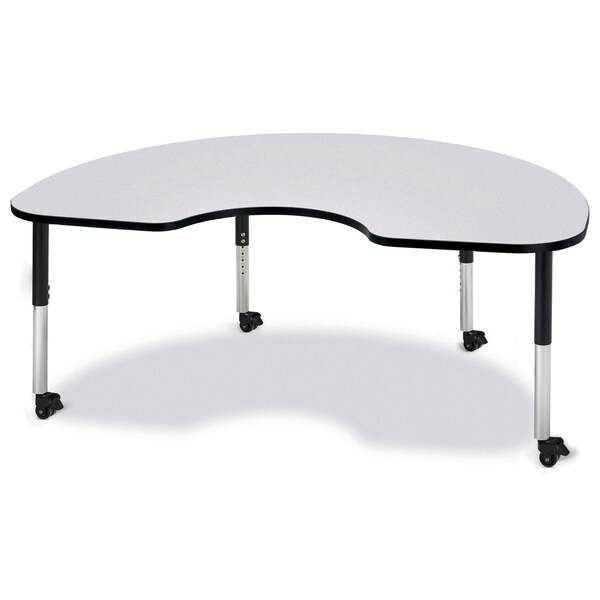 Jonti-Craft Berries Kidney Activity Table, 48 in. x 72 in., Mobile, Freckled Gray/Black/Black - 6423JCM180