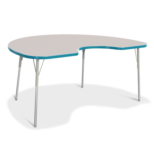 Jonti-Craft Berries Kidney Activity Table, 48 in. x 72 in., A-height, Freckled Gray/Teal/Gray - 6423JCA005