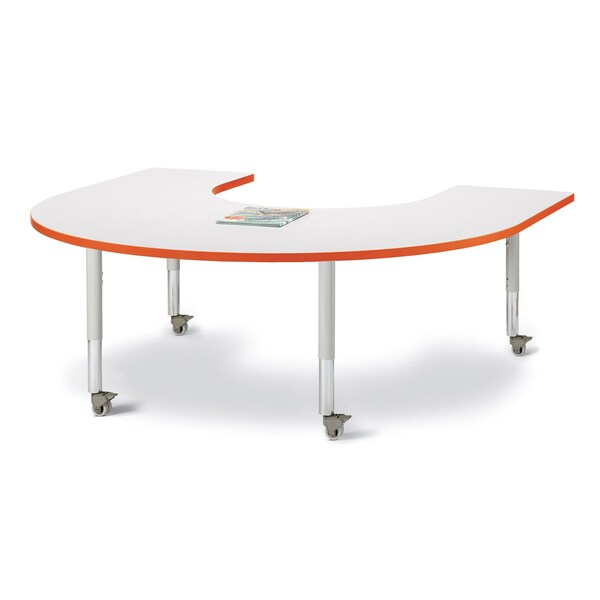 Jonti-Craft Berries Horseshoe Activity Table, 66 in. x 60 in., Mobile, Freckled Gray/Orange/Gray - 6445JCM114