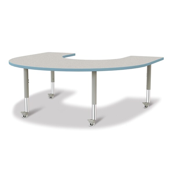 Jonti-Craft Berries Horseshoe Activity Table, 66 in. x 60 in., Mobile, Freckled Gray/Coastal Blue/Gray - 6445JCM131