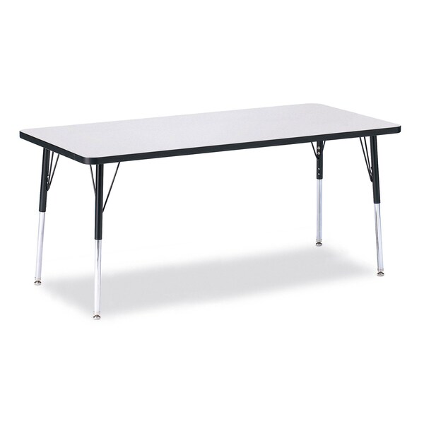 Jonti-Craft Berries Rectangle Activity Table, 30 in. x 72 in., A-height, Freckled Gray/Black/Black - 6413JCA180