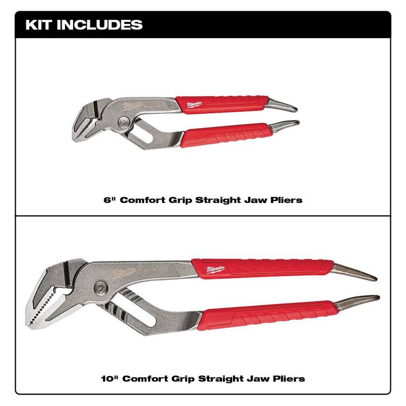 Set de pinzas de mandíbula recta de 6 y 10 pulgadas de Milwaukee con pelador automático de alambre y cortador (3 piezas) - 48-22-6330-48-22-3083