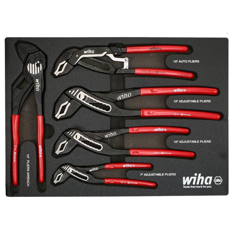 Juego de bandeja de alicates de lengua y ranura Wiha Classic Grip V-Jaw (5 piezas) - 34691