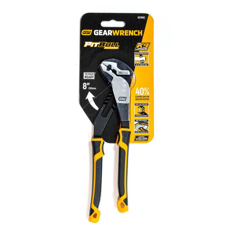 Llave ajustable PITBULL K9 de 8 pulgadas con empuñadura de doble material de Agarre Recto de Lengua y Ranura - 82169C
