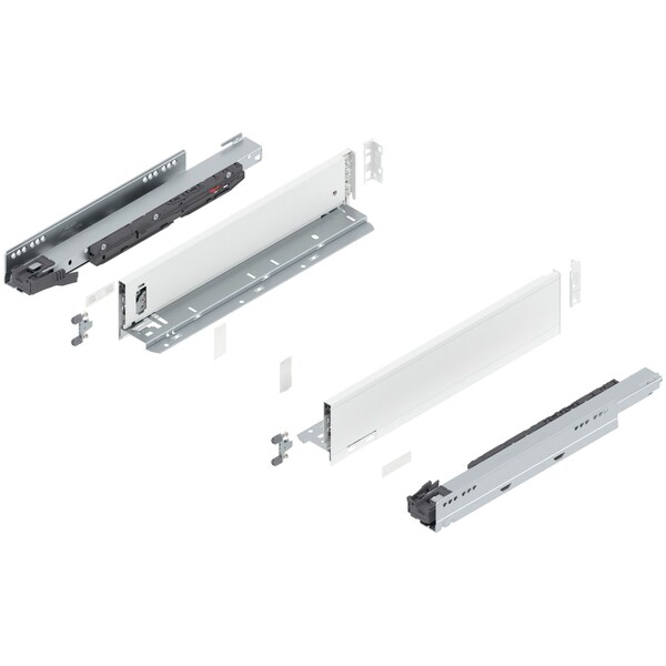 Blum 16in. M Height Legrabox Silk White Drawer Set, 125 Lbs Weight Rating - 770M40S0S