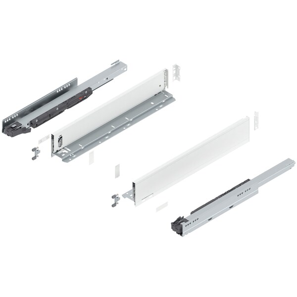 Blum 20in. M Height Legrabox Silk White Drawer Set, 125 Lbs Weight Rating - 770M50S0S
