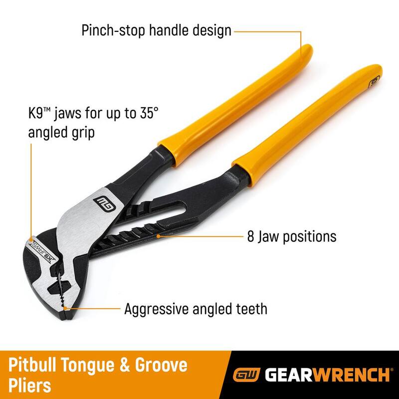 Llave ajustable de lengüeta y ranura Pitbull K9 V-Jaw de 16 pulgadas con mango sumergido - 82167