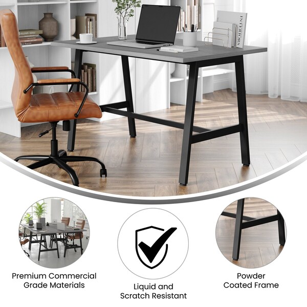 Flash Furniture Redmond 48x30 Conf Tbl w/1in. Thick Dbl Sided Laminate Tbl Top w/PVC and A-Frame Steel Bse, Gry Oak - MT-M4830-LTGRY-ABF-GG