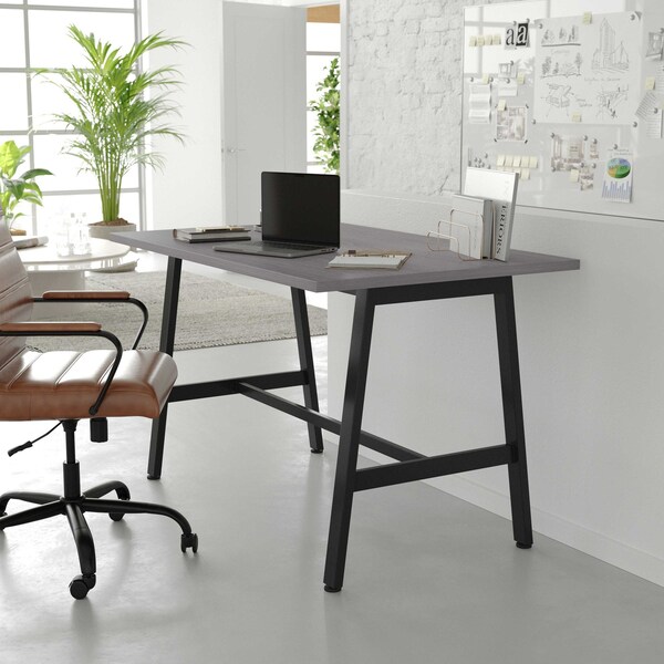 Flash Furniture Redmond 48x30 Conf Tbl w/1in. Thick Dbl Sided Laminate Tbl Top w/PVC and A-Frame Steel Bse, Gry Oak - MT-M4830-LTGRY-ABF-GG