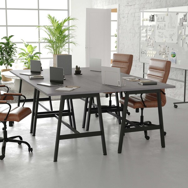 Flash Furniture Redmond 48x30 Conf Tbl w/1in. Thick Dbl Sided Laminate Tbl Top w/PVC and A-Frame Steel Bse, Gry Oak - MT-M4830-LTGRY-ABF-GG