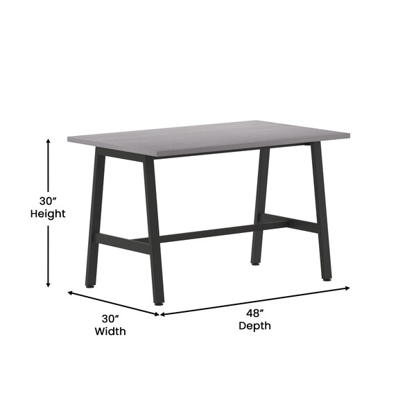 Flash Furniture Redmond 48x30 Conf Tbl w/1in. Thick Dbl Sided Laminate Tbl Top w/PVC and A-Frame Steel Bse, Gry Oak - MT-M4830-LTGRY-ABF-GG
