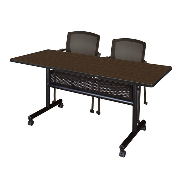 Regency Kobe Flip-Top Training Nesting Table W/ Modesty Panel & 2 Knight Mesh Chairs, 60 in W, 24 in L - MKFTM6024NW56CBK