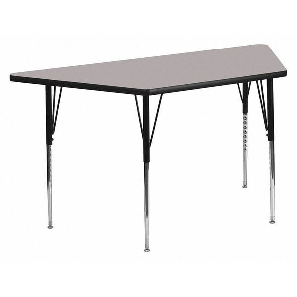 Flash Furniture Trapezoid Activity Table, 29 W, 57 L, 30.25 H, Chrome, Laminate, Particleboard, Steel, Grey - XU-A3060-TRAP-GY-H-A-GG