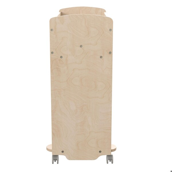 Flash Furniture Bright Beginnings Commercial Grade Double Sided Space Saving Wooden Mobile Storage Cart with Locking Caster Wheels & 10 Storage Compartments, Natural - MK-KE24244-GG