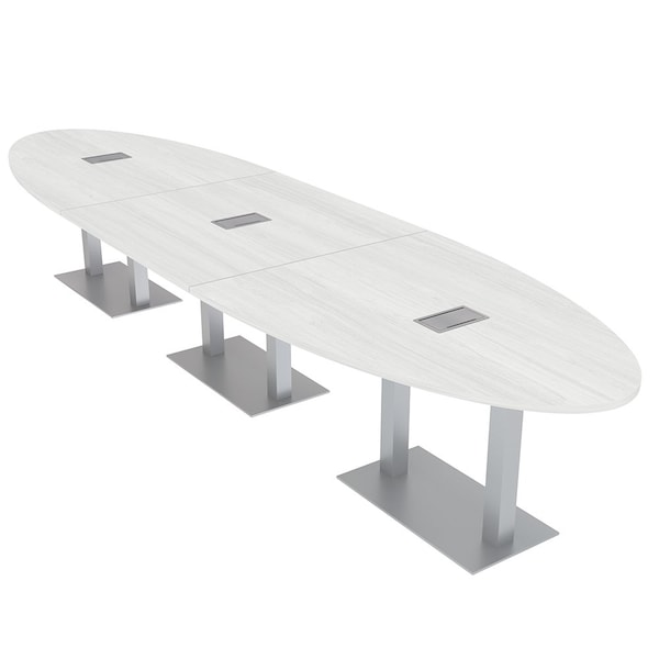 Skutchi Designs 45 in W, 165.75 in L, 29 in H, Engineered Wood Top, White - HAR-OVL-45X166-DOU-ELEC-WHCYPRESS