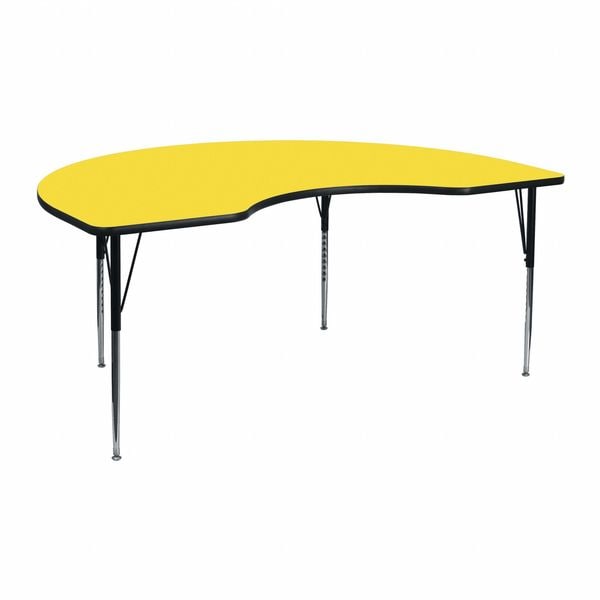 Flash Furniture Kidney Activity Table, 48" W, 72" L, 30.25" H, Laminate, Yellow - XU-A4872-KIDNY-YEL-H-A-GG