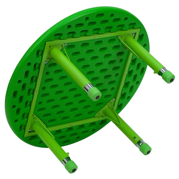 Flash Furniture Round Activity Table, 33 W, 33 L, 23.75 H, Plastic, Steel, Green - YU-YCX-007-2-ROUND-TBL-GREEN-GG
