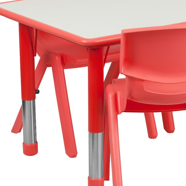 Flash Furniture Rectangle Table Set, 23.625 W, 47.25 L, 23.5 H, Plastic, Steel, Grey - YU-YCY-060-0036-RECT-TBL-RED-GG