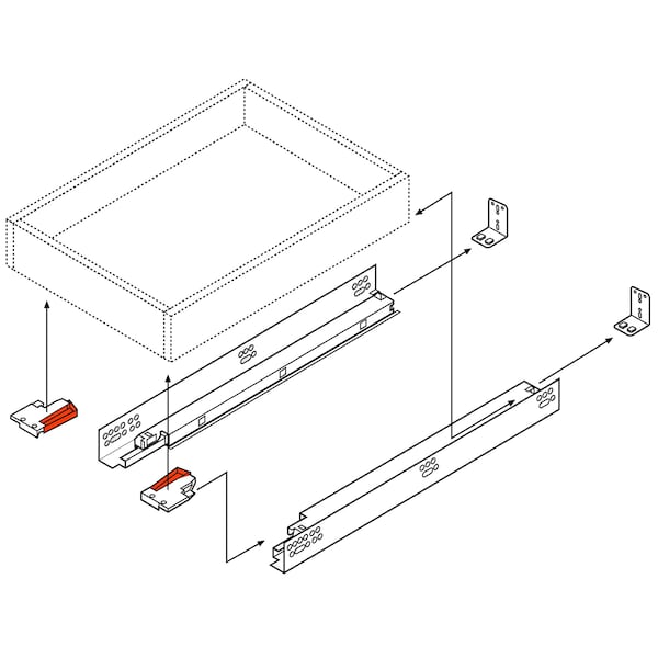 Blum 21in Soft-close 7/8 Extension Zinc Tandem Edge Drawer Slide, 75 Lbs Weight Rating, PR - 554H5330B01