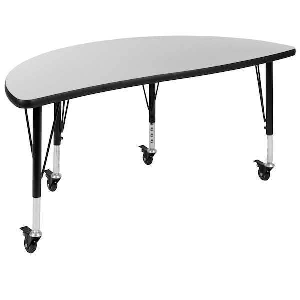 Flash Furniture Round 47.5 W, 48 L, 25 H, Chrome, Laminate, Particleboard, Plastic, Steel, Grey - XU-GRP-14CH-A48-HCIRC-GY-T-P-CAS-GG