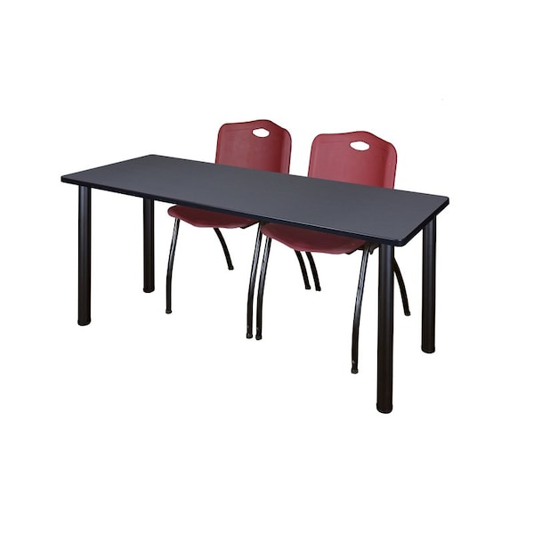 Kee Rectangle Tables > Training Tables > Kee Table & Chair Sets, 66 W, 24 L, 29 H, Grey - MT6624GYBPBK47BY