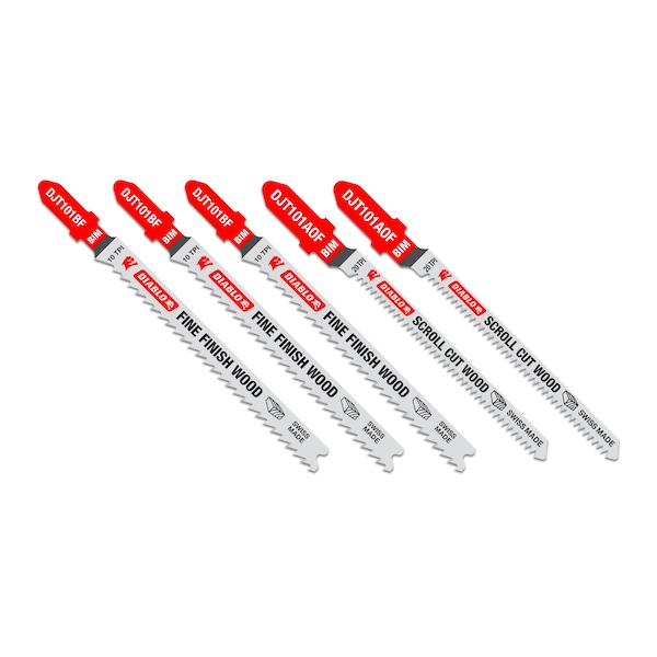 Diablo 5 pc Bi-Metal T-Shank Jig Saw Blade Set for Laminate Cutting (5-Piece) - DJT505